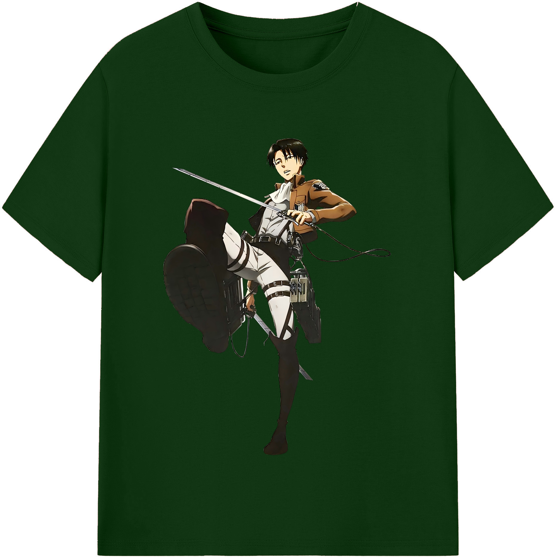 （画像用） 進撃の巨人 リヴァイ·アッカーマン Attack on Titan Levi Ackerman 綿100％半袖Tシャツ（フロントプリント）